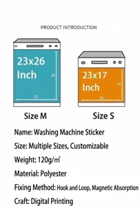 Product dimensions and specifications for Zen stone print magnetic washing machine covers