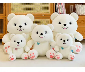 Collection of cute white butterfly bear plush toys in various sizes for children's gifts.