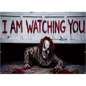 Halloween Garage Door Banner Horror Zombie Clown Outdoor Yard Backdrop Holiday Decoration Polyester Party Banner