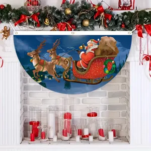 Weihnachtliches Fächbanner mit Weihnachtsmann und Rentierschlitten für festliche Deko