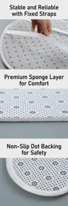 Detailed view of non-slip floral backing and premium sponge layer for bath mat