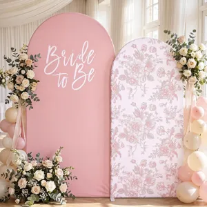 Arch backdrop cover for bridal shower party wedding decorations with floral pattern and text.