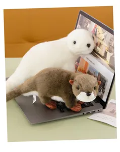 Cute sea otter plush toy stuffed animal doll, soft pillow ornament for kids and office decor.