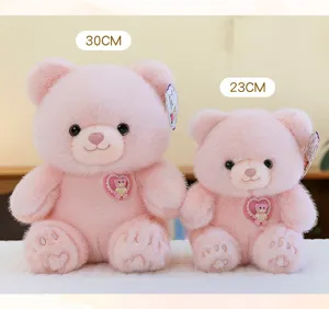 Set van twee schattige roze pluche teddyberen in de maten 23 cm en 30 cm.