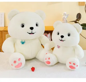 Soft white butterfly teddy bear plush toys in two sizes for home decoration and kids