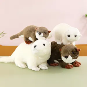 Cute stuffed otter plush toys, set of four adorable soft animal dolls for home decor.