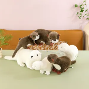 Cute otter plush toy set soft stuffed animal doll pillow for kids and home decor gift