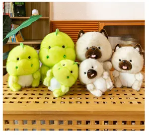 Collezione di peluche a forma di drago verde e cucciolo beige per decorazione regalo bambini