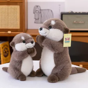 Peluche de Nutria Realista y Lindo Postura de Oración Muñeca de Animal Suave Decoración del Hogar Regalos para Niños