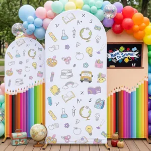 Funda de arco para fiesta de regreso a clases con útiles escolares y gráficos de lápices