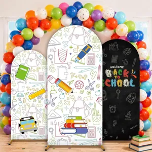 Cubiertas de fondo de arco para fiesta de regreso a clases con patrones escolares