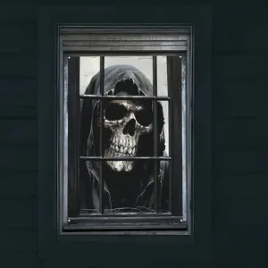Gruselige Halloween Fensterdekoration Horror Skelett Zombie Druck Polyester Wandteppich Banner Für Innen Außen Geisterhaus Party Deko