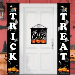 Juego de pancartas de Halloween Trick or Treat con decoración de calabaza y fantasma