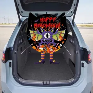 Spooky monster Halloween car trunk banner for trick-or-treat party photo backdrop