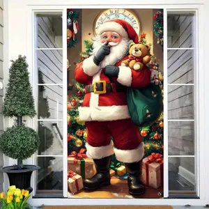 Festive Christmas Santa Claus door banner for outdoor party and home decoration