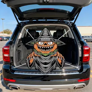 Spooky pumpkin witch Halloween car trunk backdrop banner for Trunk or Treat party