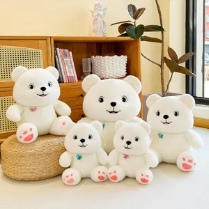 Cute White Butterfly Bear Plush Toy Soft Faux Mink Fur Stuffed Animal With Sequin Butterfly Decoration Kids Comfort Sleeping Doll Gift