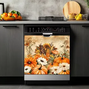 Thanksgiving Autumn dishwasher magnetic sticker cover with sunflowers and pumpkins