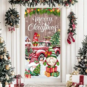 Weihnachten Türvorhang Wandteppich Frohe Weihnachten Weihnachtsmann Lebkuchen Gedruckt Stoff Hängen Banner Für Hof Haus Urlaub Dekoration