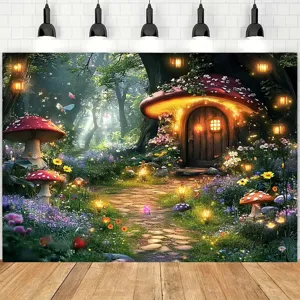 Dreamy Magic Forest Fairy Tale Tapestry Wall Hanging Enchanted Woodland Mushroom Background For Children Photo Studio Decor