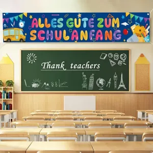 Banner tedesco Alles Gute zum Schulanfang per la decorazione della classe scolastica