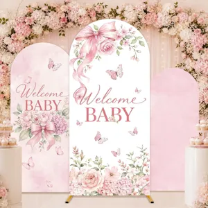 Pink floral arch backdrop covers for baby shower decorations girl birthday party decor