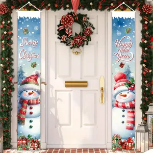 Festliche Schneemann-Weihnachtsbanner für die Veranda mit Weihnachts- und Neujahrsgrüßen