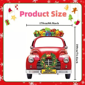 Large Christmas red vintage truck backdrop banner 170x189cm for holiday party decor