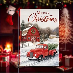 Christmas Garden Flag Double Sided Merry Christmas Welcome Sign Yard Outdoor Decoration Vertical Winter Seasonal Banner