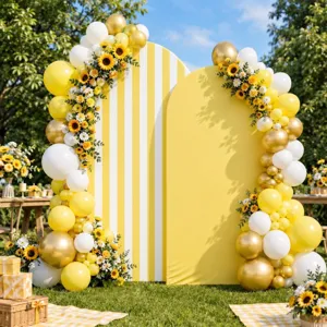 Copertura per Sfondo ad Arco in Poliestere Elastico Moderno a Righe per Feste All\'aperto Compleanno Evento Decorazione Matrimonio Copertura per Supporto ad Arco