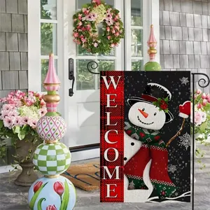 Double-sided snowman winter garden flag for outdoor Christmas yard and lawn decoration