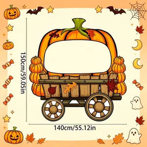 Halloween pumpkin carriage photo backdrop with cutout for party photography props
