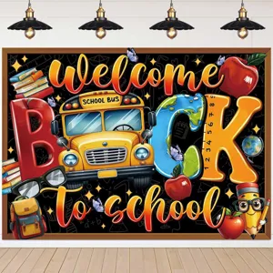 Kleurrijke Welcome Back to School banner achtergrond voor klaslokaal en schoolfeest