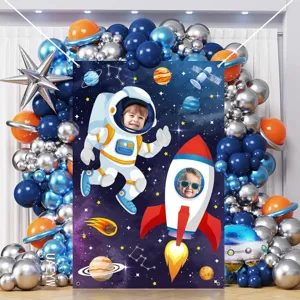 Weltraum Party Hintergrund Astronaut Fotostand Requisite Gesicht Ausschnitt Dekoration