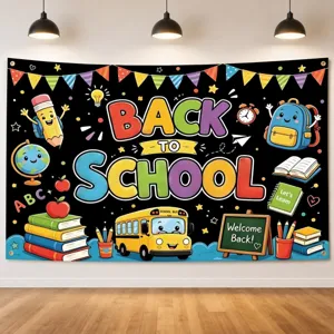 Back To School Hintergrund Banner Für Kinder Erster Schultag Party Dekorationen Polyester Pongee Klassenzimmer Wandbehang Hintergrund