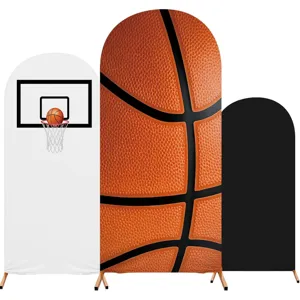 Three-piece basketball theme Chiara arch backdrop covers for sports birthday party