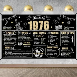 Retro Schwarz Gold Jubiläum Geburtstag Hintergrund Banner Vintage Gedenk Poster Wanddekor Für Partyzubehör