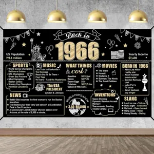 Dekorative retro schwarz-goldene Back in 1966 Geburtstag Banner Hintergrund für Partys