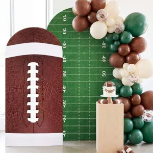 Zweiteiliges Set aus Fußball-Party-Bogenhintergrundabdeckungen mit Feld- und Balldesign