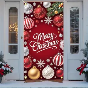 Christmas door banner backdrop holiday red hanging decoration for entrance home party decor