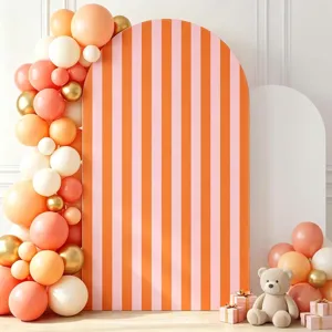 Striped Arched Backdrop Cover Polyester Rainbow Vertical Stripe Arch Background Fabric For Summer Beach Birthday Wedding Party Banquet Decoration