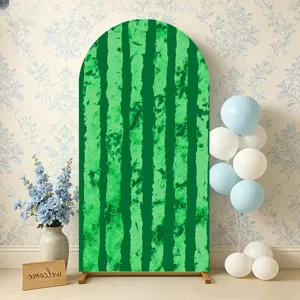 Watermelon green striped arched backdrop cover for summer beach party decorations and events