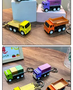 Süßer Rückzieh-Lkw-Schlüsselanhänger kreatives Dekompression Baustellenfahrzeug Taschenanhänger