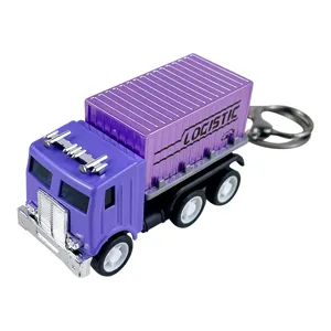 Lila Spielzeug LKW Schlüsselanhänger Metall Rückzug Fahrzeug Modell Auto Anhänger.