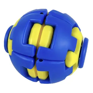 3D fidget gear ball decompression toy in blue and yellow rotating sphere design