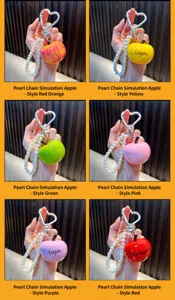 Porte-clés pomme créatif avec chaîne en perles de différentes couleurs