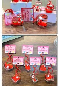 Verschiedene süße Weihnachts-Schlüsselanhänger aus Acryl mit roter Flüssigkeit