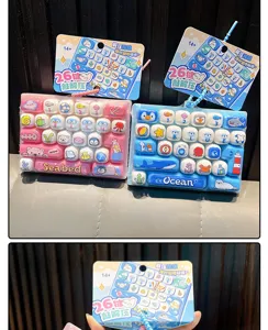 Detail of cute mechanical keyboard switch fidget toy keychain in pink and blue versions