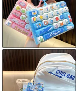 Kawaii 26-key mechanical keyboard fidget toy keychain for stress relief with ocean theme