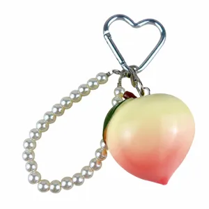 Porte-clés pêche créatif avec perles et mousqueton coeur, détails de 5,4x3,9 cm